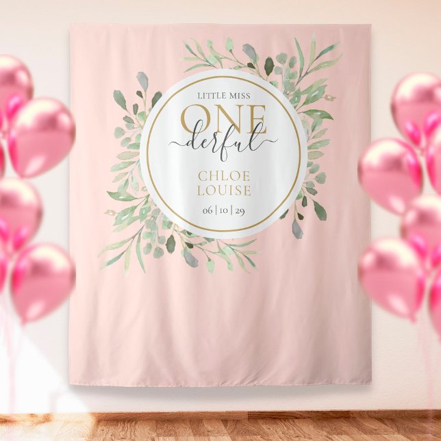 Tenture Little Miss ONEderful 1st Birthday Pink Photo Prop (Créateur téléchargé)