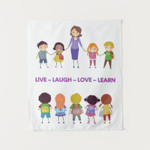 Tenture Live ~ Laugh ~ Amour ~ Apprendre Enseignant de l'é