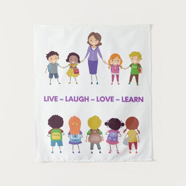 Tenture Live ~ Laugh ~ Amour ~ Apprendre Enseignant de l'é (Devant)