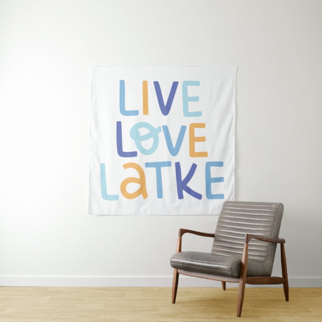 Tenture Live Love Latke Hanoukka Design (En situation)