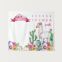 Llama et Fleur de Cactus Photo de Jalons de Noms d