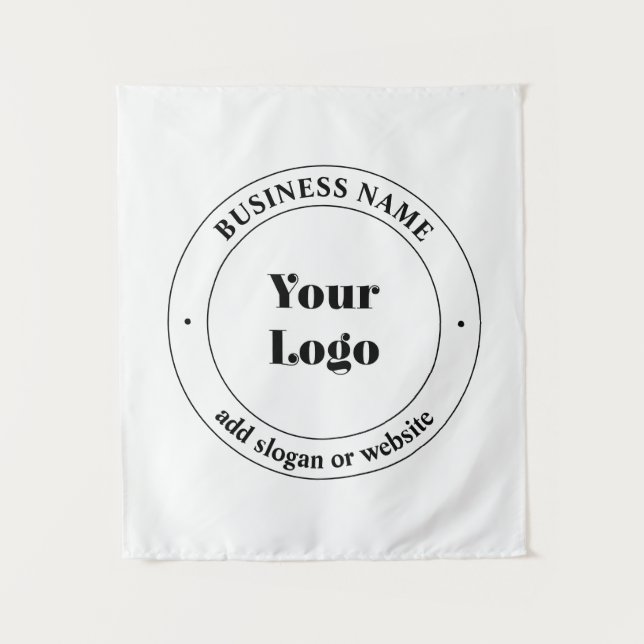 Tenture Logo d'entreprise et texte promotionnel | Blanc (Devant)