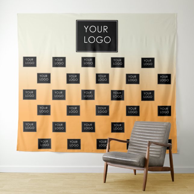 Tenture Logo d'entreprise moderne Orange Ombre Fair Backdr (En situation (horizontale))
