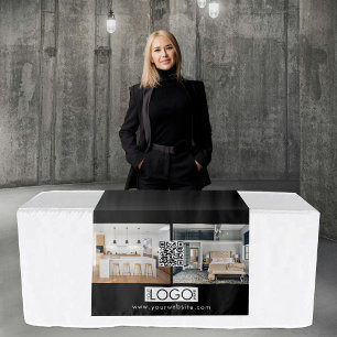 Tenture Logo Photo Table Runner Bannière Immobilier QR Cod
