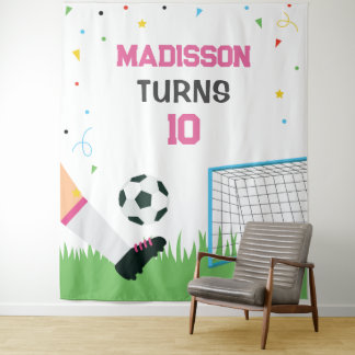 Tenture Lona Soccer girl Sport Birthday backdrop banner