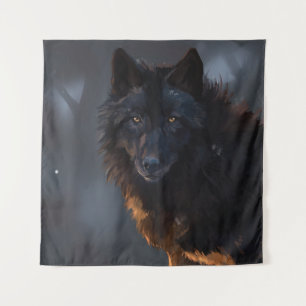 Tenture loup noir