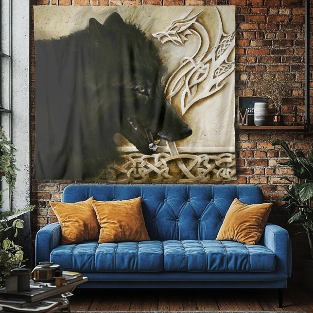 Tenture Loup noir celtique (Créateur téléchargé)