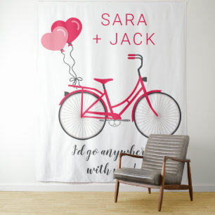 Tenture Love Hearts Bicycle Valentine Personnalisé Personn