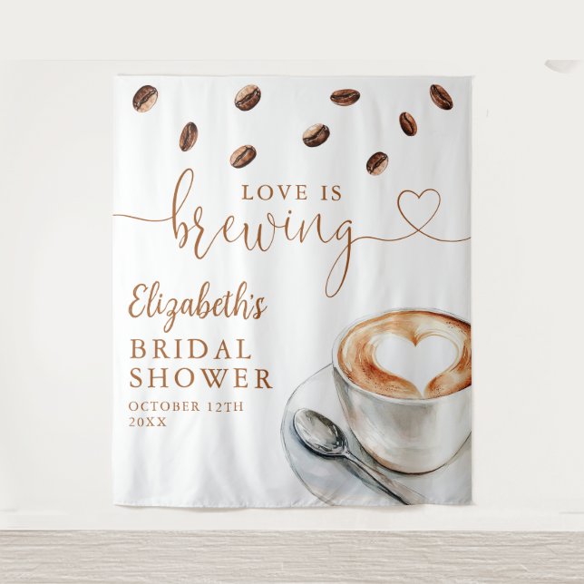 Tenture Love Is Brewing Bridal Shower Photo Backdrop (Devant)