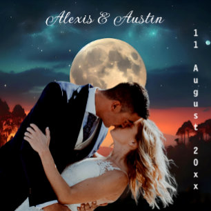 Tenture Love Under a Pleine lune Mariage Backdrop