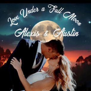 Tenture Love Under a Pleine lune Mariage Backdrop