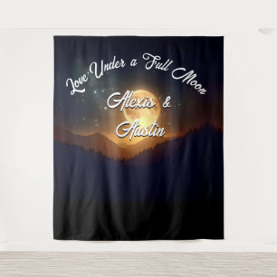 Tenture Love Under a Pleine lune Mariage Backdrop