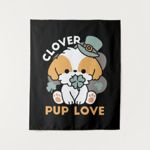 Tenture Lucky Pup with Clover - St. Patrick's Day Cadeau
