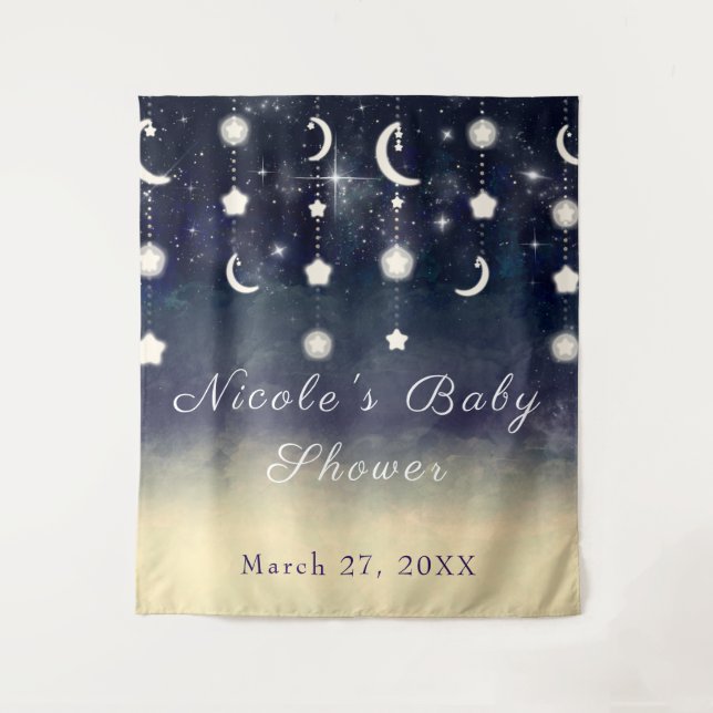 Tenture Lumière Stellaire de la Lune, Aquarelle pour Baby  (Devant)