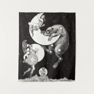Tenture Lune céleste ciel Univers Dieu Nuit Illustration