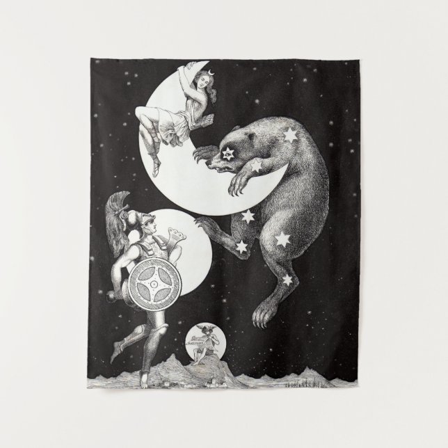 Tenture Lune céleste ciel Univers Dieu Nuit Illustration (Devant)