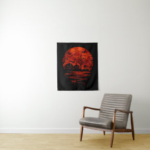 TENTURE LUNE ROUGE EFFRAYANTE D'HALLOWEEN
