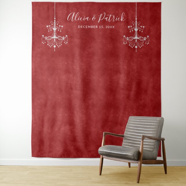 Tenture Lustres de mariage rouges blancs et chandeliers Ph (En situation)