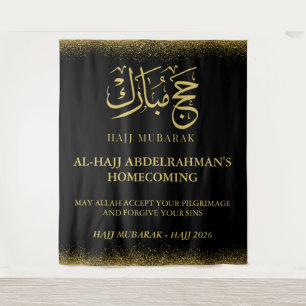 Tenture Luxueux Hajj Mubarak noir et or-