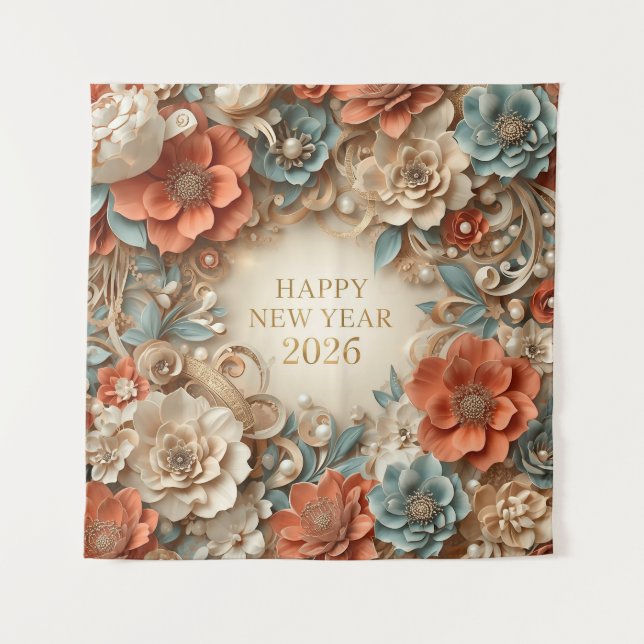 Tenture luxury happy new year 2026 party backdrop (Devant)