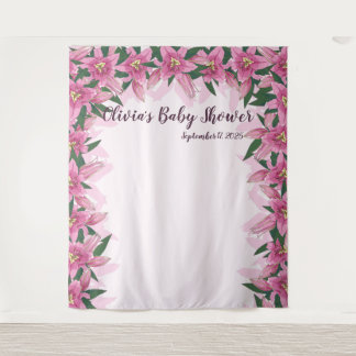 Tenture Lys En Floraison Rose Autour Du Fond