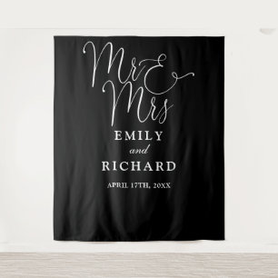 Tenture M. Et Mme Black And White Mariage Photo Contexte