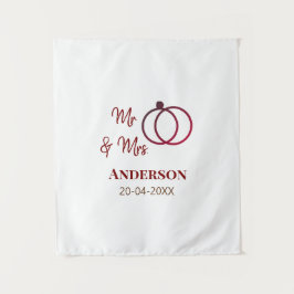 Tenture M. & Mme ajout nom de famille date année cadeau de