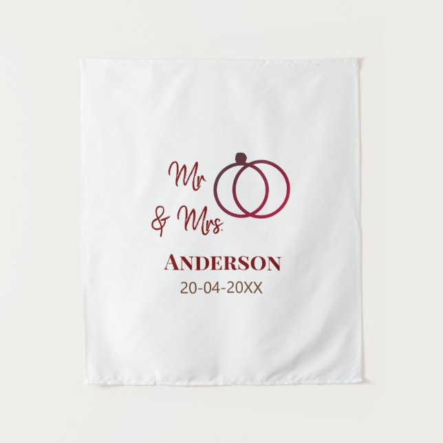 Tenture M. & Mme ajout nom de famille date année cadeau de (Devant)