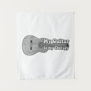 Tenture Ma guitare est ma thérapie. guitare noire et blanc