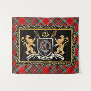 Tenture MacBain Clan Badge & Motto avec Lions