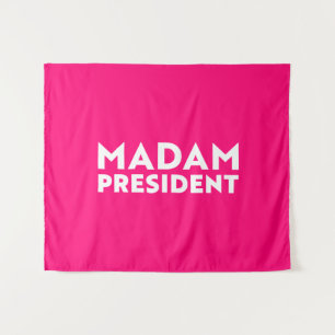 Tenture Madame la Présidente typographie moderne blanc ros