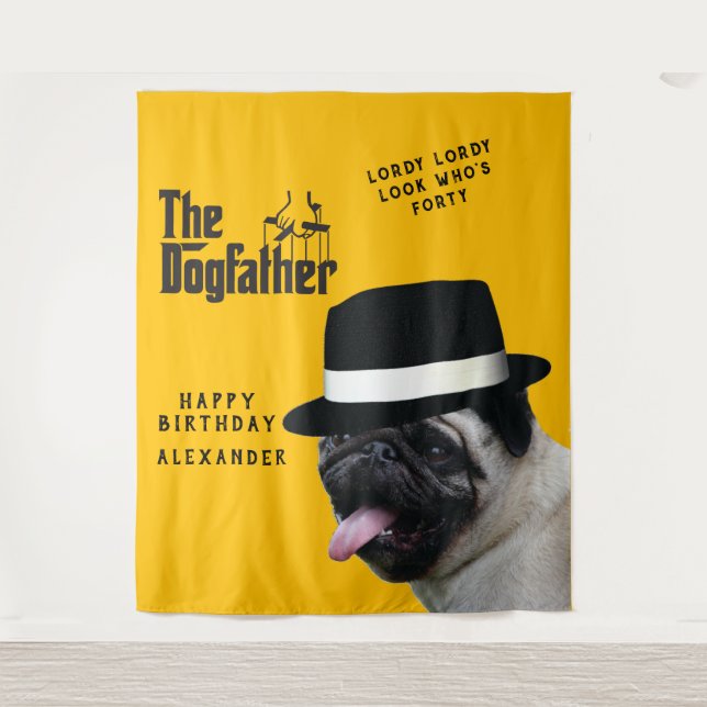 Tenture Mafia 40ème 🐾 Anniversaire Dogfather Mobster Drôl (Devant)