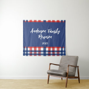 Tenture Magnet de réunion de famille rouge, blanc et bleu