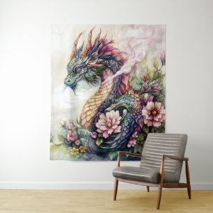 Tenture Magnifique dragon floral Art Fantastique