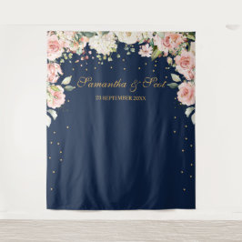 Tenture Magnifique mariage bohème floral navy et rose blus