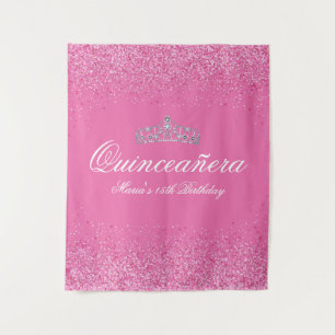 Tenture Magnifique Quinceanera Pailleté Rose