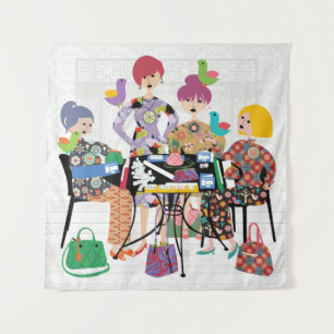 Tenture Mah Jongg Birds Tapestry