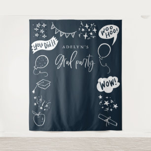 Tenture Main Tirée Quirky Grad Icons Bleu Marine Backdrops