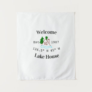 Tenture Maison de lac de bienvenue coordonnées estimée. An