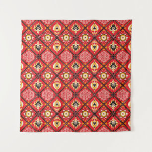 Tenture Majolica Italienne : Carrelage floral brodé.