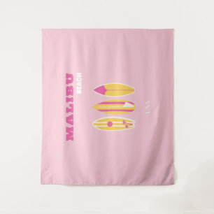 Tenture Malibu, Plage de Malibu, Preppy, Rose