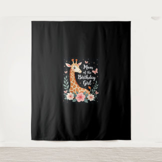 Tenture Maman girafe de la fille de l'anniversaire, famill