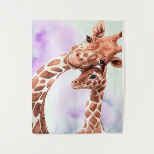 Tenture Maman girafe mignonne et bébé, cadeau pour fille