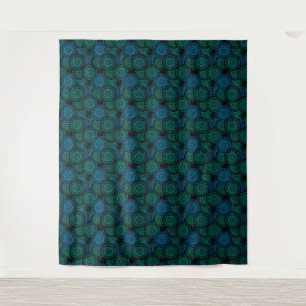 Tenture Mandala bleu turquoise ronde sur arrière - plan no