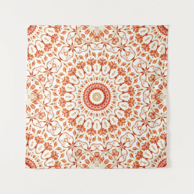 Tenture Mandala Floral Orange (Devant)