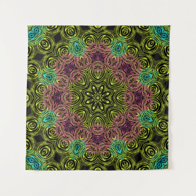 Tenture Mandala ronde kaléidoscope ornement décoration c (Devant)