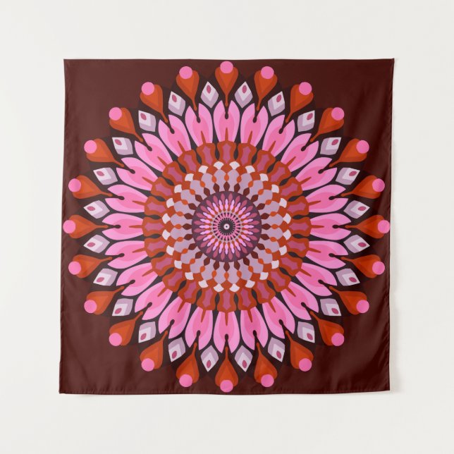Tenture Mandala rose (Devant)