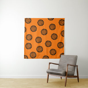 Tenture Mandarin Dreams Orange et Motif noir