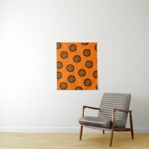 Tenture Mandarin Dreams Orange et Motif noir