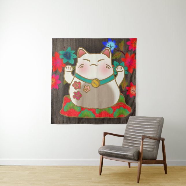 Tenture Maneki Neko porte-bonheur (En situation)